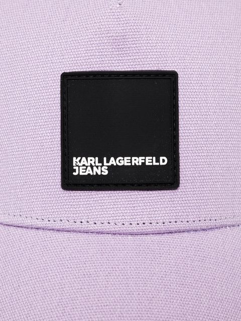 Karl Lagerfeld Jeans czapka z daszkiem bawełniana kolor fioletowy z nadrukiem A1W33002