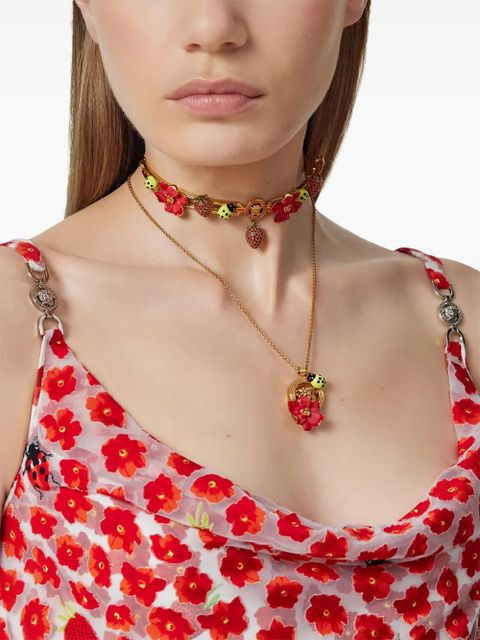 Versace Strawberry Garden devoré mini dress - White