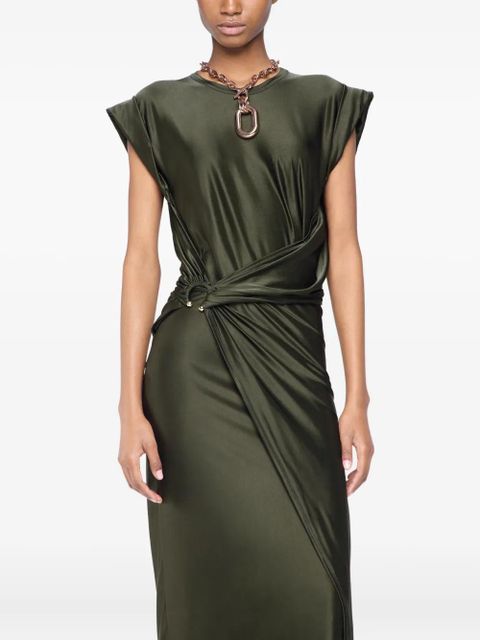 Rabanne draped satin midi dress - Green