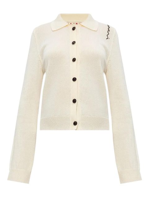 Marni logo-embroidered cardigan - Neutrals - zdjęcie produktu nr 1