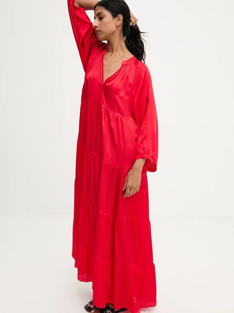 Answear.LAB sukienka kolor czerwony maxi rozkloszowana - zdjęcie produktu nr 1