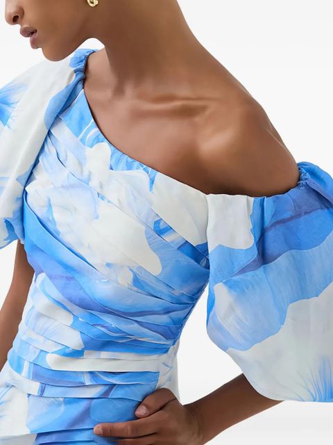 Aje Cadence ruched one-shoulder midi dress - Blue