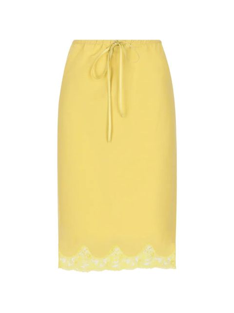 Saint Laurent lace-trim drawstring midi skirt - Yellow - zdjęcie produktu nr 1
