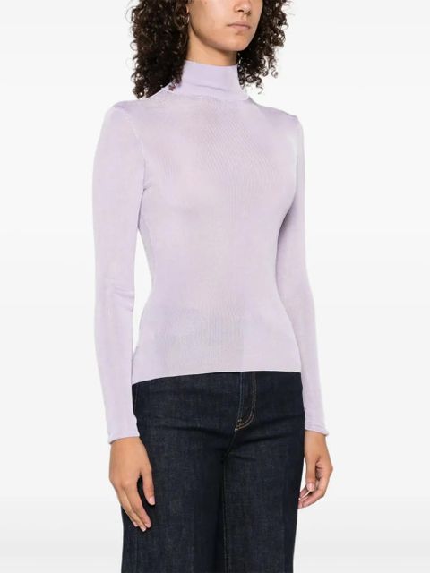 Self-Portrait ribbed high-neck top - Purple - zdjęcie produktu nr 2