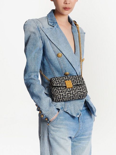 Balmain 1945 Soft jacquard monogram shoulder bag - Black - zdjęcie produktu nr 2