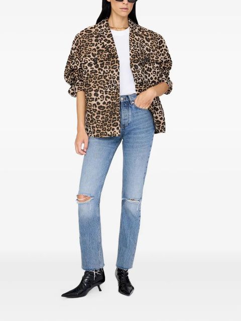 ANINE BING leopard print button-fastening jacket - Brown