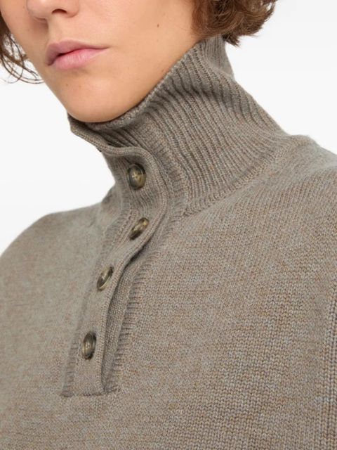 Yves Salomon high-neck buttoned sweater - Neutrals