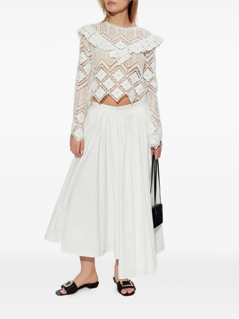 Self-Portrait guipure-lace ruffled top - White
