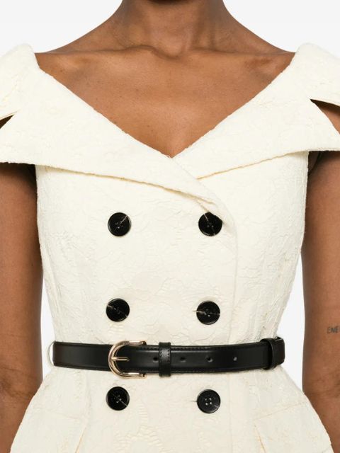 Self-Portrait lace chiffon midi dress - Neutrals