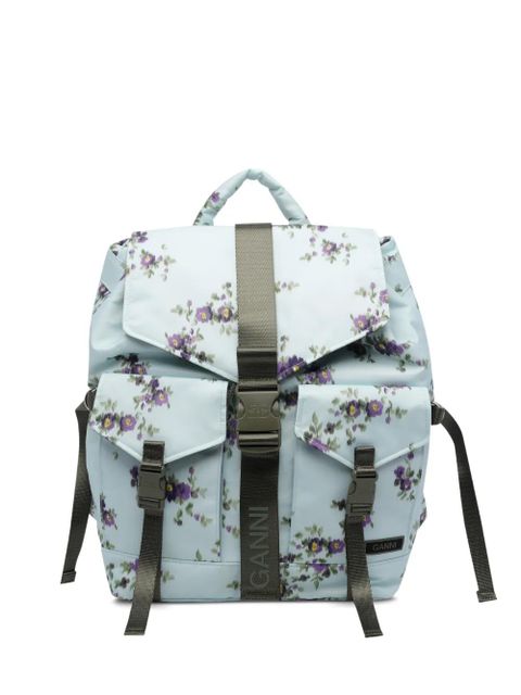 GANNI floral-print buckle-fastening backpack - Blue - zdjęcie produktu nr 1