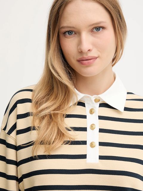 Tommy Hilfiger bluza bawełniana damska kolor beżowy wzorzysta WW0WW47457