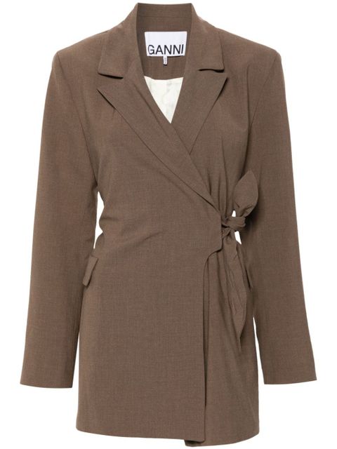 GANNI knot-belt wrap blazer - Brown - zdjęcie produktu nr 1
