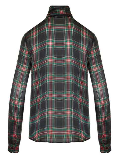 Saint Laurent plaid bow-tie blouse - Black