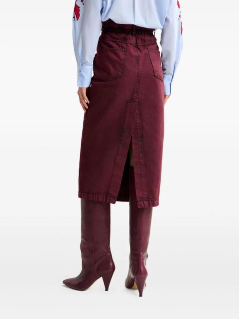 Essentiel Antwerp elasticated-waistband denim midi straight skirt - Red
