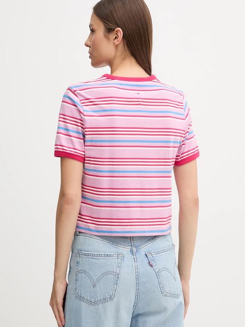 Tommy Jeans t-shirt bawełniany damski kolor różowy DW0DW21391 - zdjęcie produktu nr 2