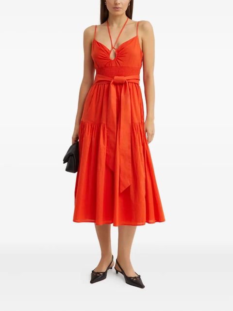 Lauren Ralph Lauren belted midi dress - Orange