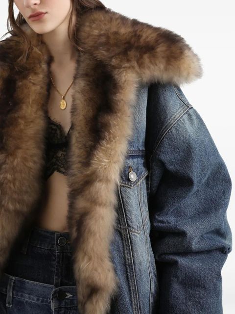 Dolce & Gabbana faux-fur detail denim coat - Blue