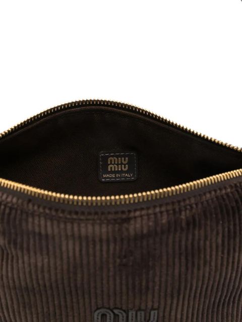 Miu Miu corduroy logo shoulder bag - Brown
