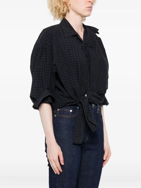 Alexander Wang knotted plaid shirt - Blue