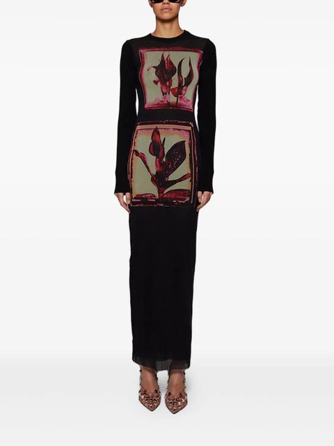 Jean Paul Gaultier Flowers Cadres maxi dress - Black