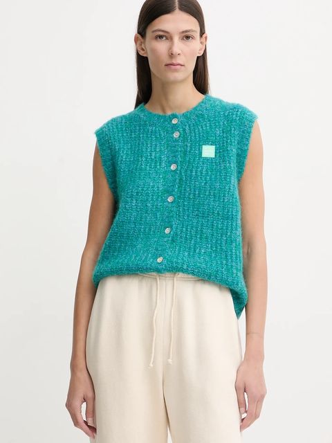 American Vintage kamizelka z dodatkiem wełny damski kolor turkusowy ciepły EAST19MM - zdjęcie produktu nr 1