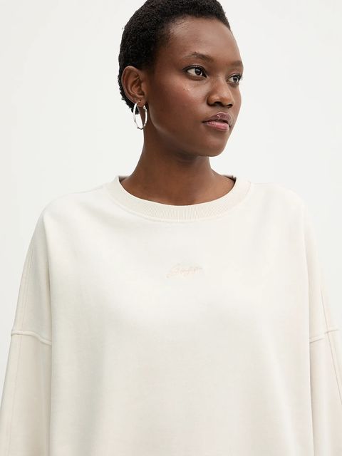 BOSS Orange bluza bawełniana C Ever damska kolor beżowy gładka 50554711