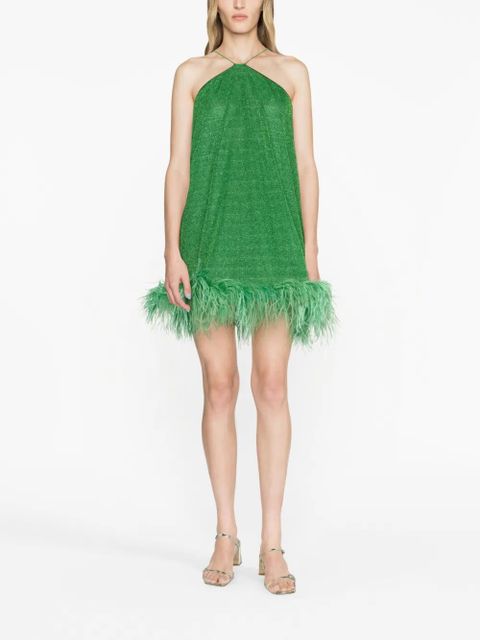 Oséree lurex-detail feather-trim dress - Green - zdjęcie produktu nr 2