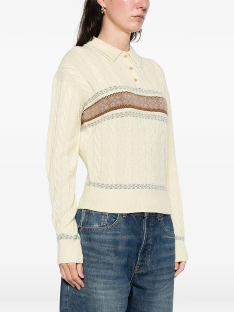 Guest In Residence cable collegiate knitted polo top - Yellow