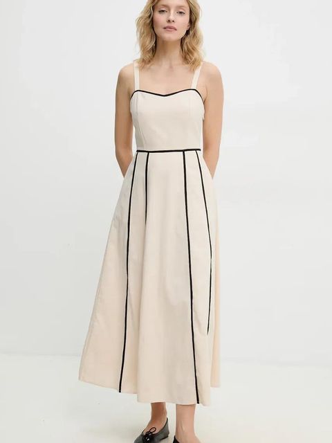 Answear.LAB sukienka kolor beżowy maxi rozkloszowana - zdjęcie produktu nr 1