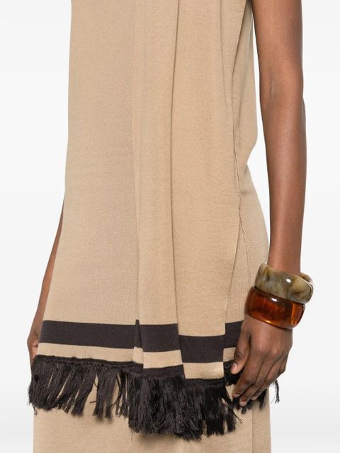 Ferragamo fringe-hem mini dress - Neutrals