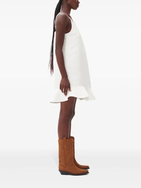 GANNI flared-hem satin mini dress - Neutrals