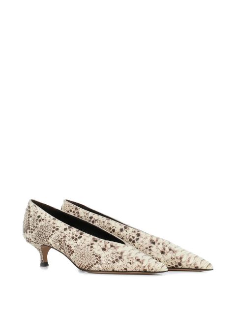 Le Monde Beryl snakeskin-effect pointed-leather pumps - Neutrals - zdjęcie produktu nr 2