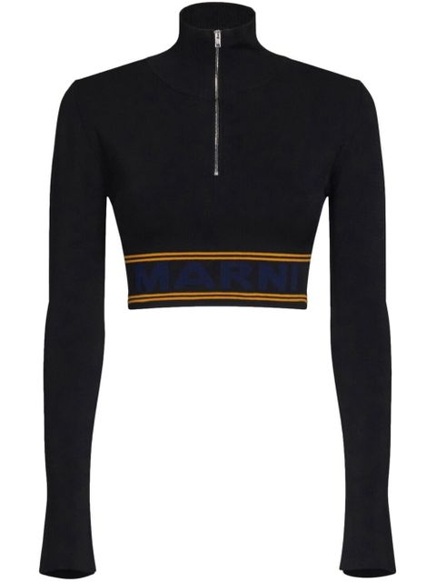 Marni logo-underband cropped jumper - Black - zdjęcie produktu nr 1