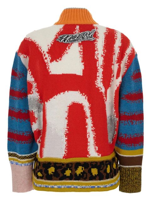Marni patchwork appliqué cardigan - Red