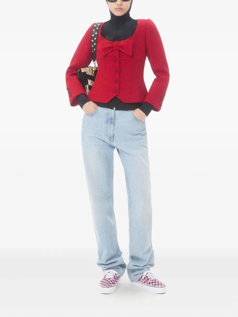 Valentino Garavani bow-detail tweed blazer - Red