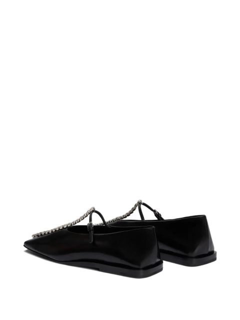 Jil Sander crystal-embellished square-toe ballet flats - Black