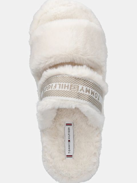 Tommy Hilfiger kapcie HILFIGER FUR SLIPPER kolor beżowy FW0FW08854