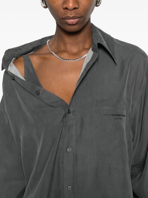 Alexander Wang pre-styled off-shoulder shirt dress - Grey - zdjęcie produktu nr 2