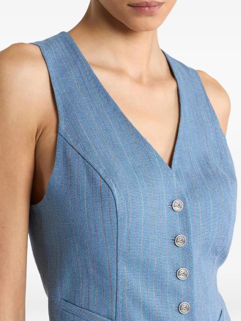 ETRO striped pegaso buttons waistcoat - Blue