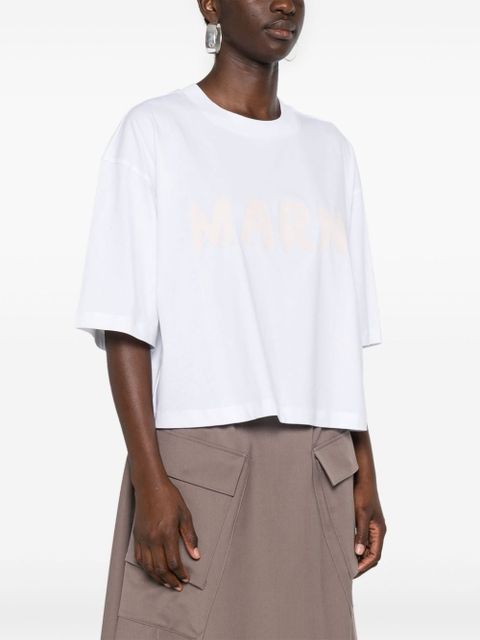 Marni cropped organic cotton T-shirt - White