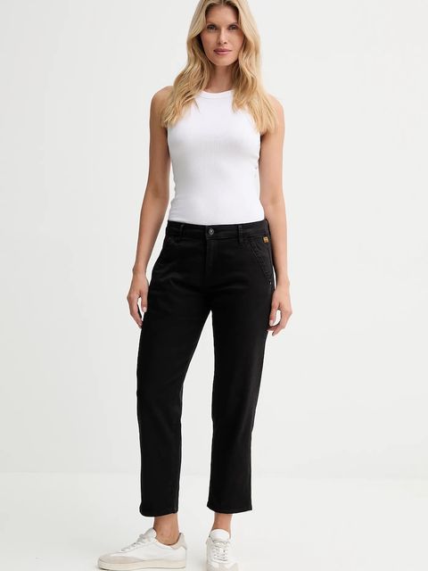 G-Star spodnie damskie kolor czarny proste high waist D25257.C106