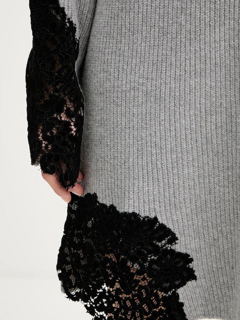 Pinko sukienka z dodatkiem wełny kolor szary mini oversize 105504 A2R1