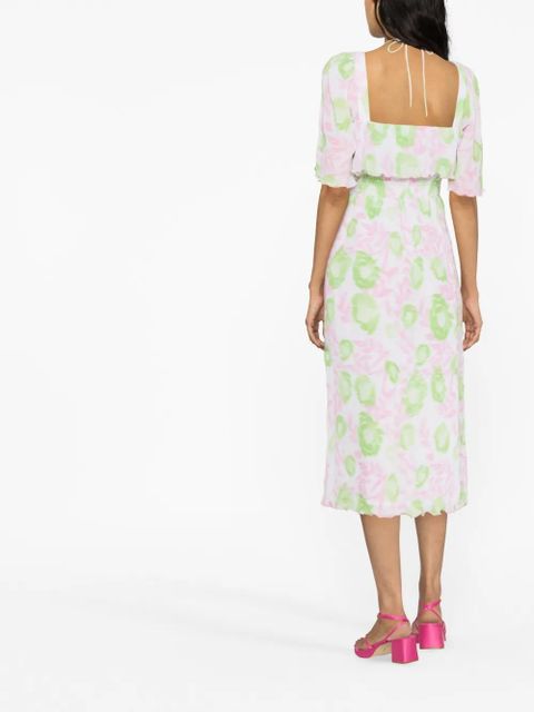 GANNI smocked waist printed midi dress - Pink - zdjęcie produktu nr 2