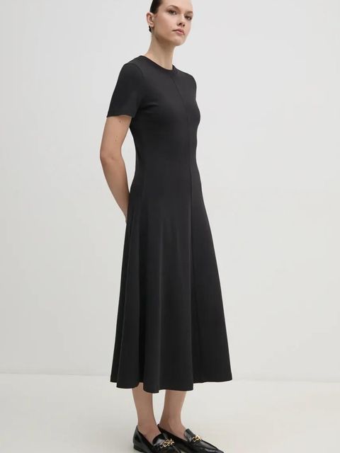 Tommy Hilfiger sukienka bawełniana kolor czarny midi rozkloszowana WW0WW44547