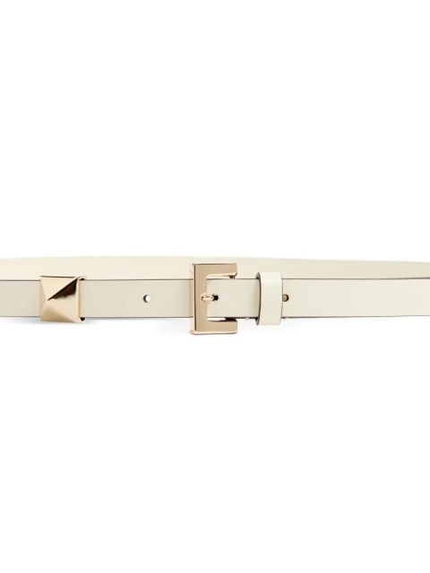 Valentino Garavani shiny calfskin side stud belt 15mm - White
