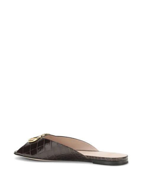 Valentino Garavani VLogo Signature croc-effect leather sandals - Brown