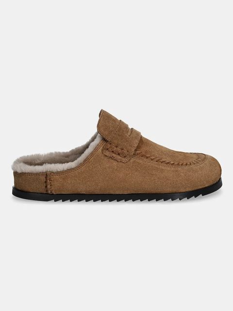 Answear.LAB klapki zamszowe damskie kolor brązowy