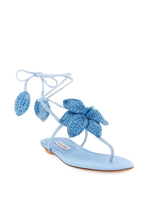 Aquazzura Calypso raffia-embellished sandals - Blue - zdjęcie produktu nr 2