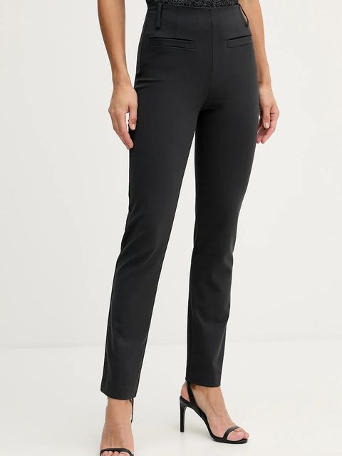 Sisley spodnie damskie kolor szary proste high waist 483QLF07Y