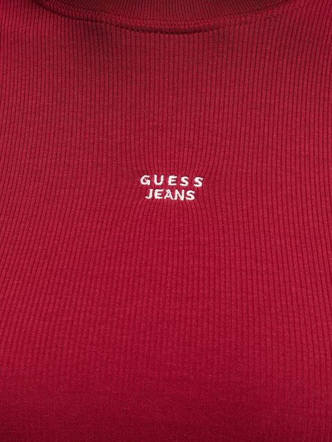 Guess Jeans longsleeve kolor bordowy z półgolfem W5BP23 KA0H1